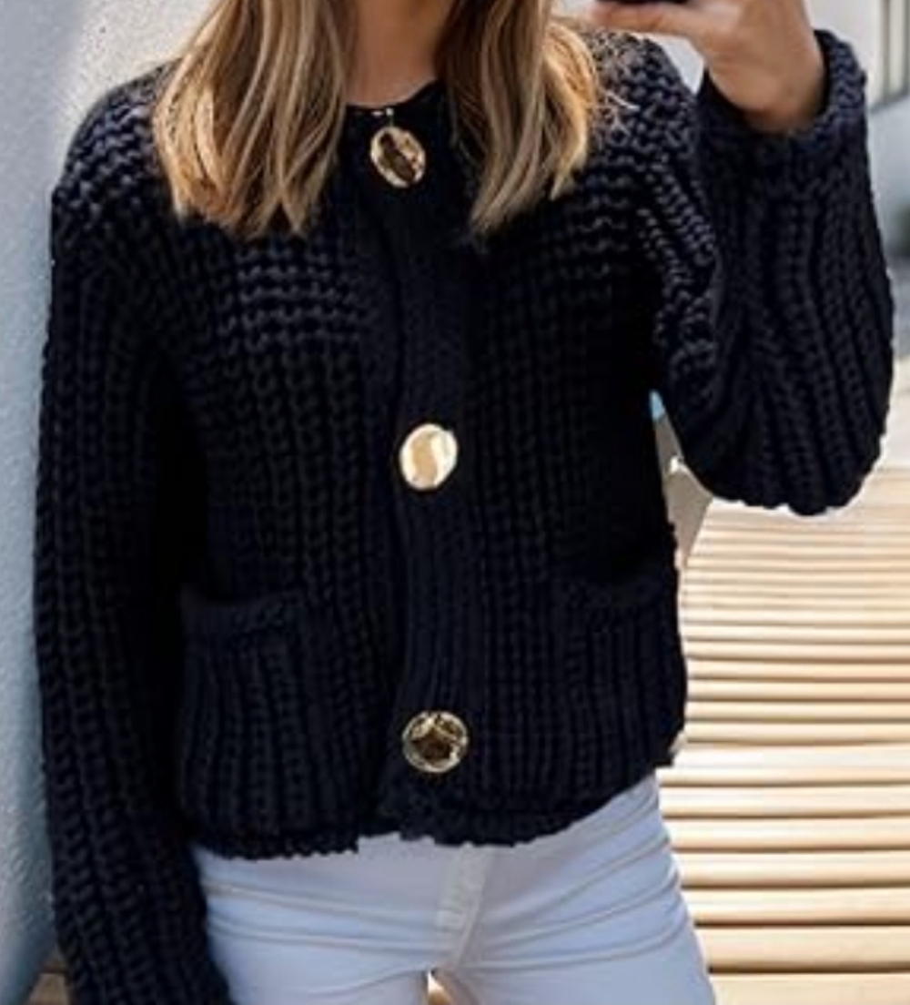 Amazon Chunky Knit Sweater Button Front Sz S